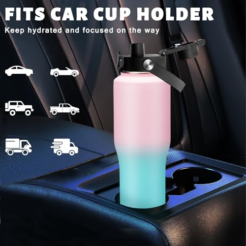 32oz Insulated Water Bottle with Straw Lid and Paracord Handle - Perfect for Travel and Car Cup Holders