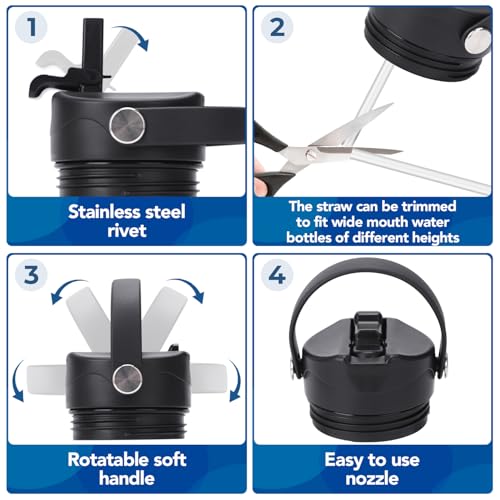 Yeti Rambler Straw Lid | 12/18/26/36/46/64 Oz Chug Cap Replacement (Black)